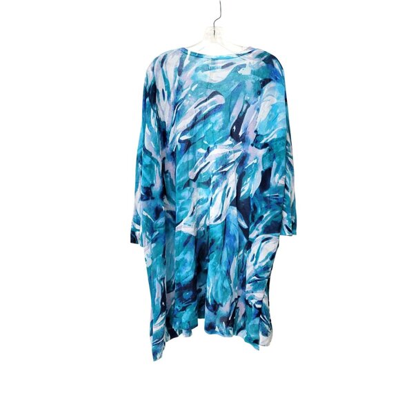 Chico's Lightweight Open-Front Blue & White Watercolor Cardigan Chico's Size 1, - Picture 2 of 4